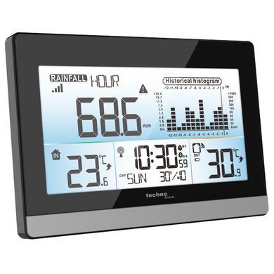 Метеостанция цифровая Technoline WS 9016 с беспроводным датчиком дождя и температуры, черная: фото 2 из 3
