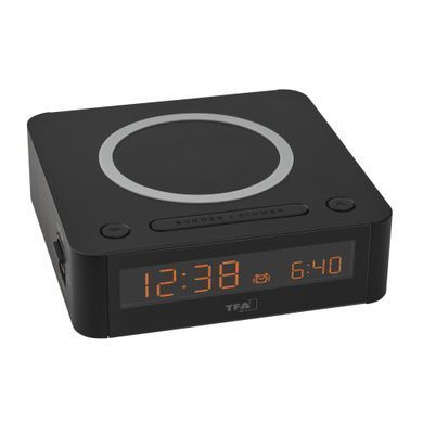 Цифровий будильник TFA EASY-CHARGE WIRELESS 60.2030.01 з бездротовим Qi-заряджанням: фото 4 із 7