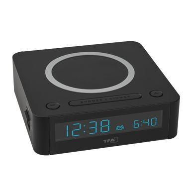 Цифровий будильник TFA EASY-CHARGE WIRELESS 60.2030.01 з бездротовим Qi-заряджанням: фото 6 із 7