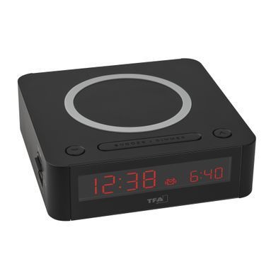 Цифровий будильник TFA EASY-CHARGE WIRELESS 60.2030.01 з бездротовим Qi-заряджанням: фото 5 із 7