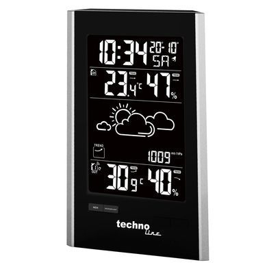 Метеостанция цифровая Technoline WS 9060 с беспроводным датчиком, черно-серебристая: фото 4 из 8