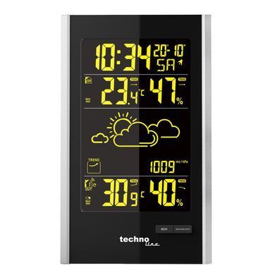 Метеостанция цифровая Technoline WS 9060 с беспроводным датчиком, черно-серебристая: фото 5 из 8