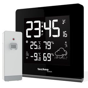 Метеостанція цифрова Technoline WS 9065 з бездротовим датчиком, чорна: фото 1 із 8