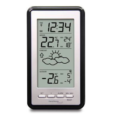 Метеостанція цифрова Technoline WS 9130 з бездротовим датчиком, сріблясто-чорна: фото 8 із 9