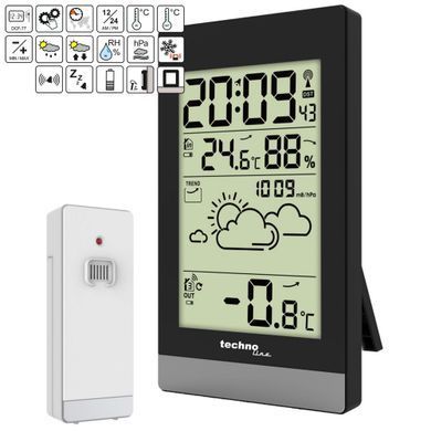 Метеостанція цифрова Technoline WS 9132 з бездротовим датчиком, чорна: фото 2 із 9
