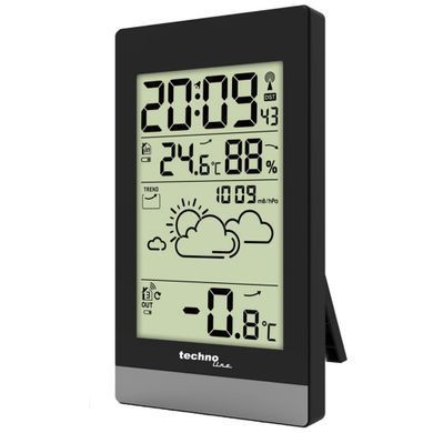 Метеостанція цифрова Technoline WS 9132 з бездротовим датчиком, чорна: фото 3 із 9