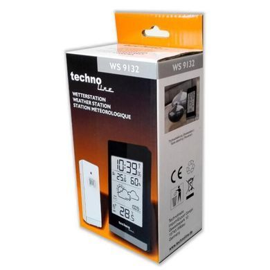 Метеостанція цифрова Technoline WS 9132 з бездротовим датчиком, чорна: фото 9 із 9