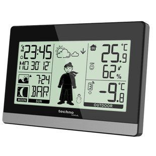 Метеостанція цифрова Technoline WS 9612 з бездротовим датчиком, чорна: фото 1 із 4