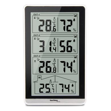 Термогигрометр цифровой Technoline WS 7060 с тремя датчиками черный: фото 4 из 9
