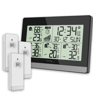 Термогігрометр цифровий Technoline WS 7065 з трьома датчиками чорно-сріблястий: фото 1 із 5