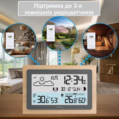 Метеостанция Technoline WS 6785 Graphite/Wooden Frame: фото 5 из 6