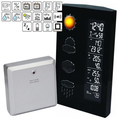 Метеостанция цифровая Technoline WS 6650 с беспроводным датчиком, черная: фото 3 из 14