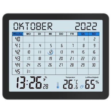 Часы-календарь настольные Technoline WT 2600 черные: фото 2 из 3