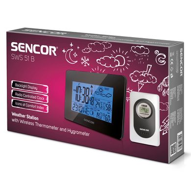 Погодная станция Sencor SWS51B (Подарок предоставляется только при полной оплате товара без использования дополнительных скидок или промо-кодов. При покупке в кредит, оплате частями подарок не предоставляется)