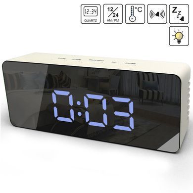 Часы настольные Technoline WT 475 с зеркальным дисплеем бело-черные: фото 2 из 2