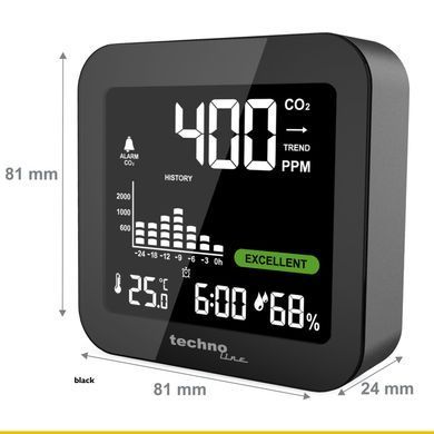 Монитор качества воздуха CO₂ Technoline WL 1025, черный: фото 9 из 9
