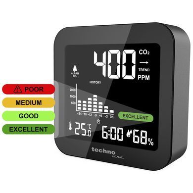 Монитор качества воздуха CO₂ Technoline WL 1025, черный: фото 2 из 9