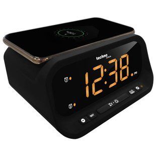 Часы настольные Technoline WT 477 черные с беспроводной зарядкой для смартфона: фото 1 из 4
