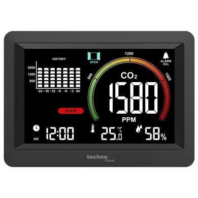 Монітор якості повітря CO₂ Technoline WL 1028, чорний: фото 6 із 7