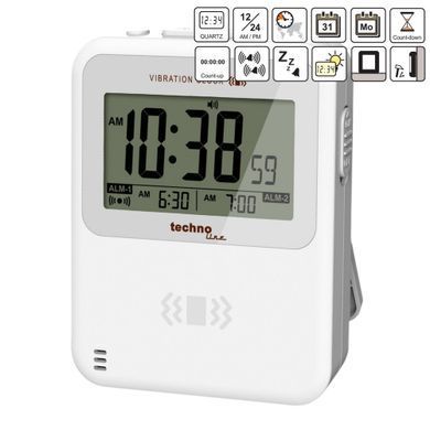 Часы настольные с вибробудильником Technoline WT 350 белые: фото 2 из 4
