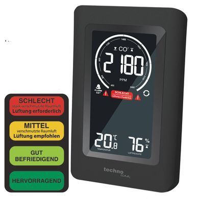 Монітор якості повітря CO₂ Technoline WL 1030, чорний: фото 2 із 6