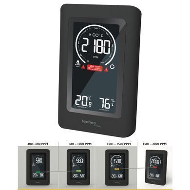 Монітор якості повітря CO₂ Technoline WL 1030, чорний: фото 4 із 6