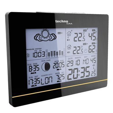 Метеостанція цифрова Technoline WS 6750 з бездротовим датчиком, чорна: фото 4 із 9