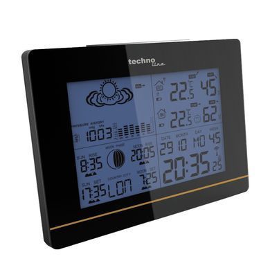 Метеостанція цифрова Technoline WS 6750 з бездротовим датчиком, чорна: фото 3 із 9