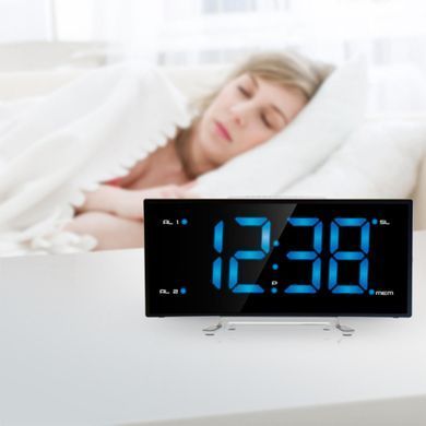 Годинник настільний з радіо Technoline WT 460 із синім LED-дисплеєм чорно-сріблястий: фото 2 із 6