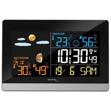 Метеостанция цифровая Technoline WS 6455 с беспроводным датчиком, черно-серебристая: фото 3 из 4