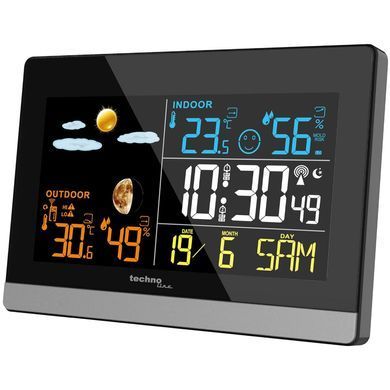 Метеостанция цифровая Technoline WS 6455 с беспроводным датчиком, черно-серебристая: фото 2 из 4