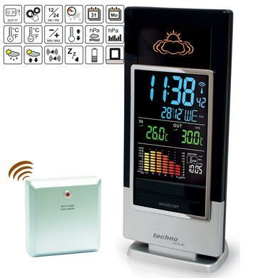 Метеостанция цифровая Technoline WS 6502 с беспроводным датчиком, черно-серебристая: фото 2 из 8