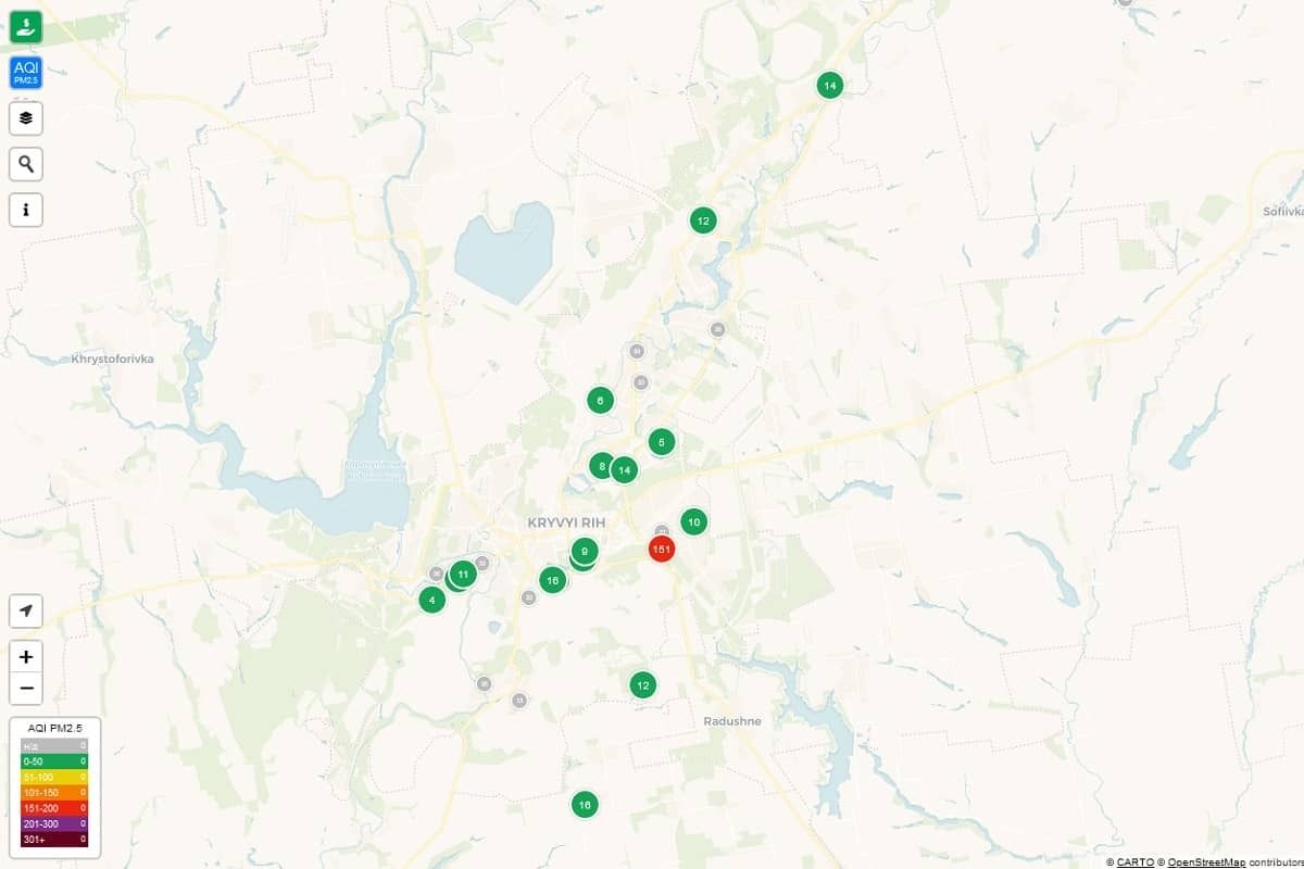 Индекс качества воздуха в Кривом Роге | CleanAirLove