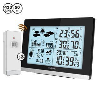 Метеостанція цифрова Technoline WS 6762 з бездротовим датчиком, чорна: фото 1 із 7