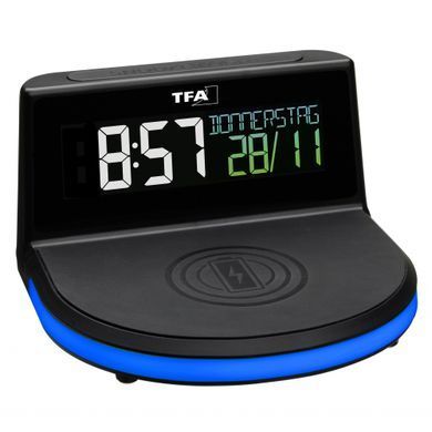 Цифровий будильник TFA CHARGE-IT WIRELESS 60.2028.01 з бездротовим Qi-заряджанням: фото 3 із 8