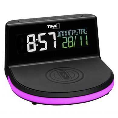 Цифровий будильник TFA CHARGE-IT WIRELESS 60.2028.01 з бездротовим Qi-заряджанням: фото 7 із 8