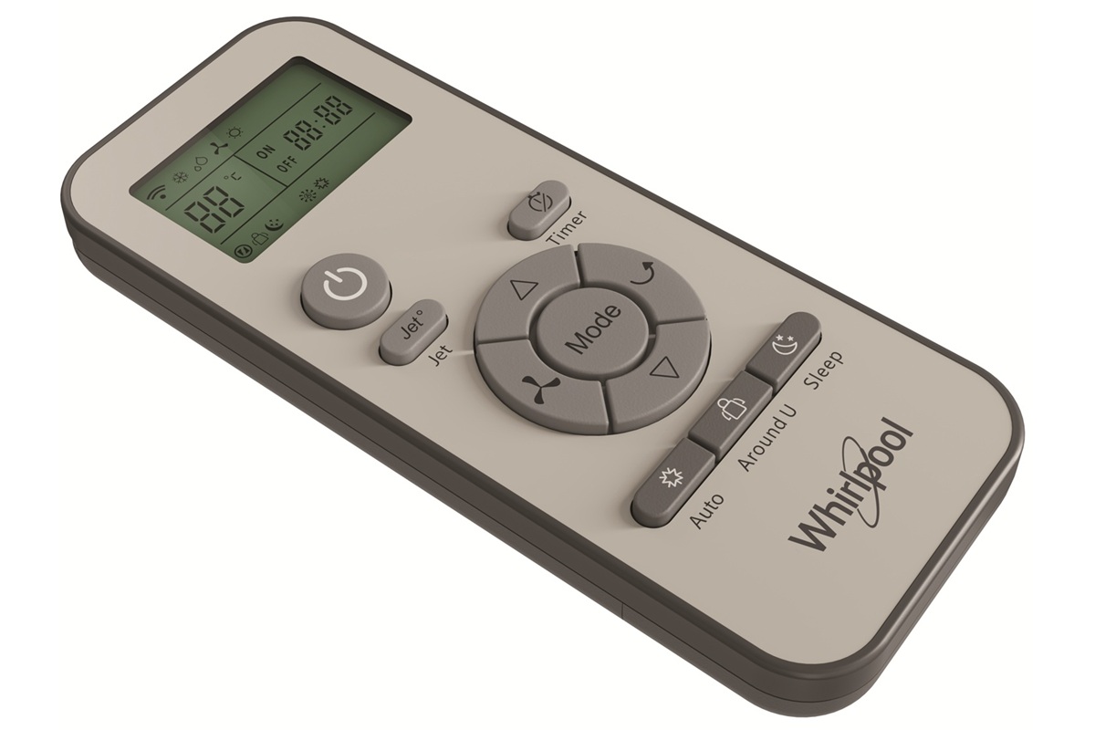 Функція Around U у мобільному кондиціонері Whirlpool PACF29COW для контролю температури поруч із пультом